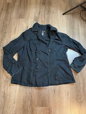 Finesse Black Double-Breasted Pea Coat